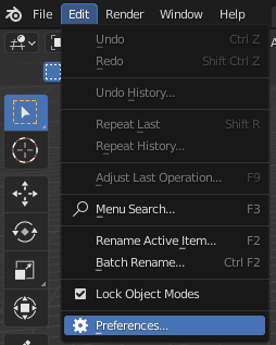 Blender open preferences
