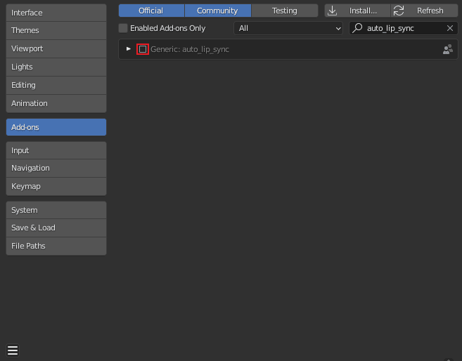 Blender activate addon