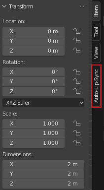 tab Auto-Lip-Sync in Blender context menu